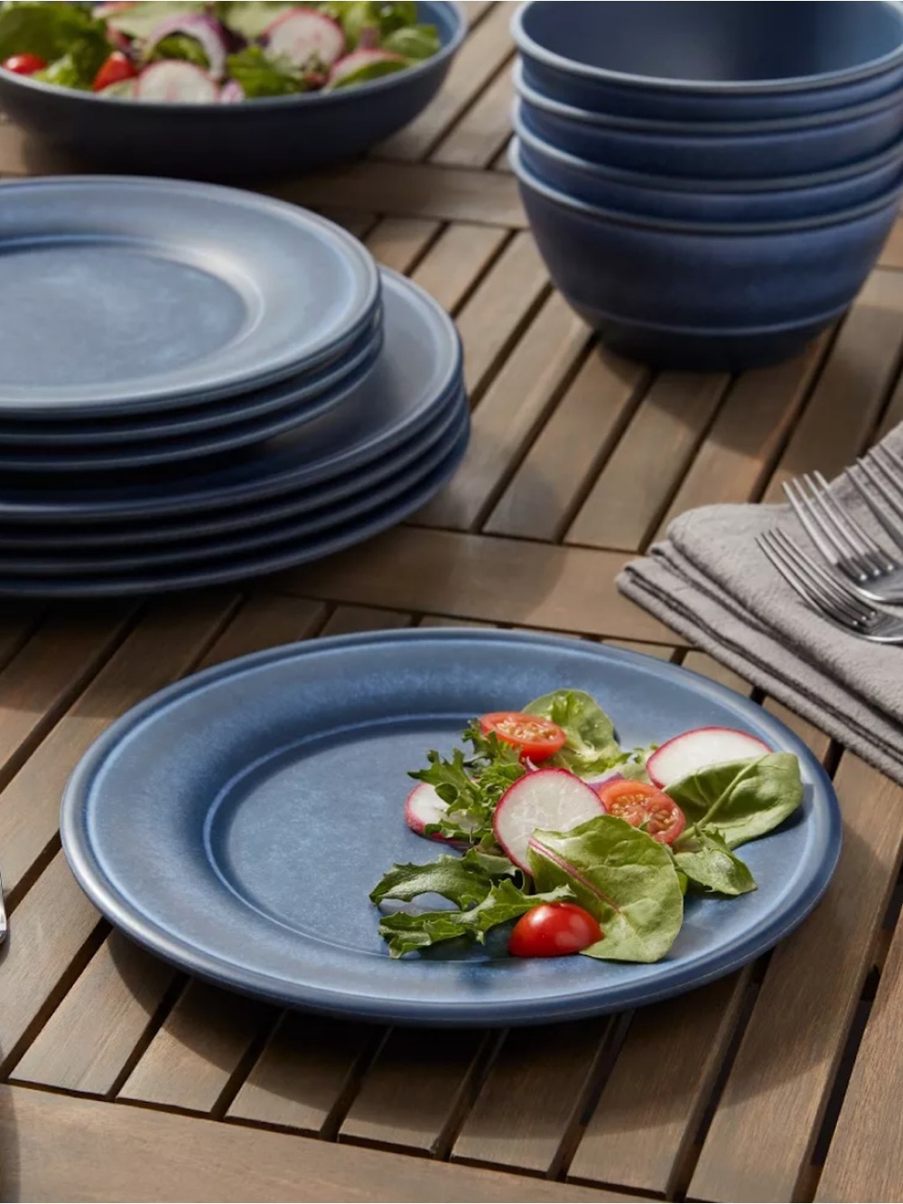 NEW 6 Threshold Navy Blue Lancashire Melamine Dinner Plates